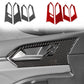 Set of 4 carbon-fiber look door handle trim stickers, black and red.