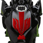 Fuel tank cap sticker set with red carbon-fiber pattern decals on fuel tank