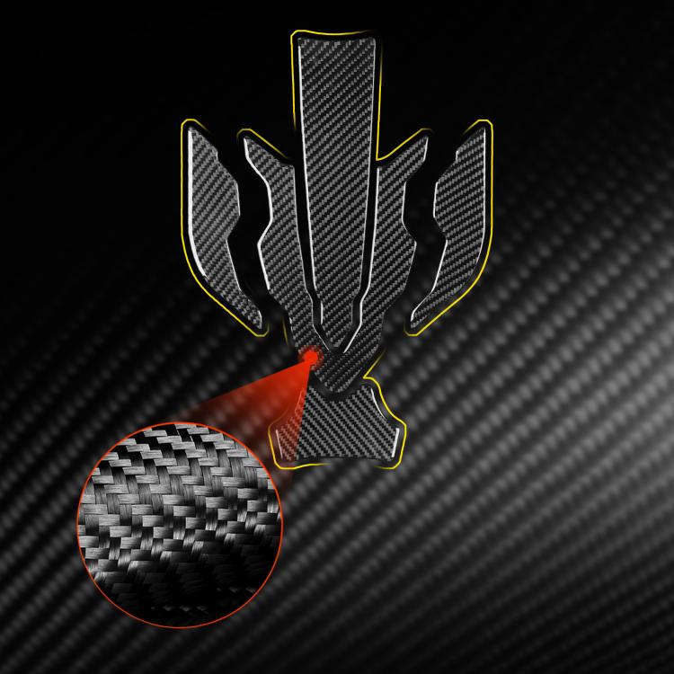 Fuel tank cap sticker set detail of black carbon-fiber texture with colored outline