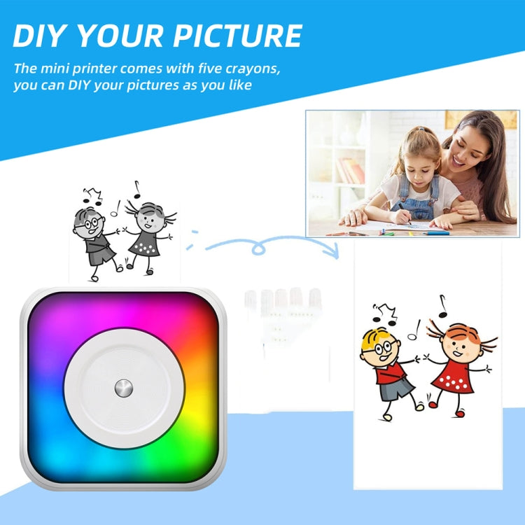 Portable mini Bluetooth inkless printer with RGB color light and printable photo sheets