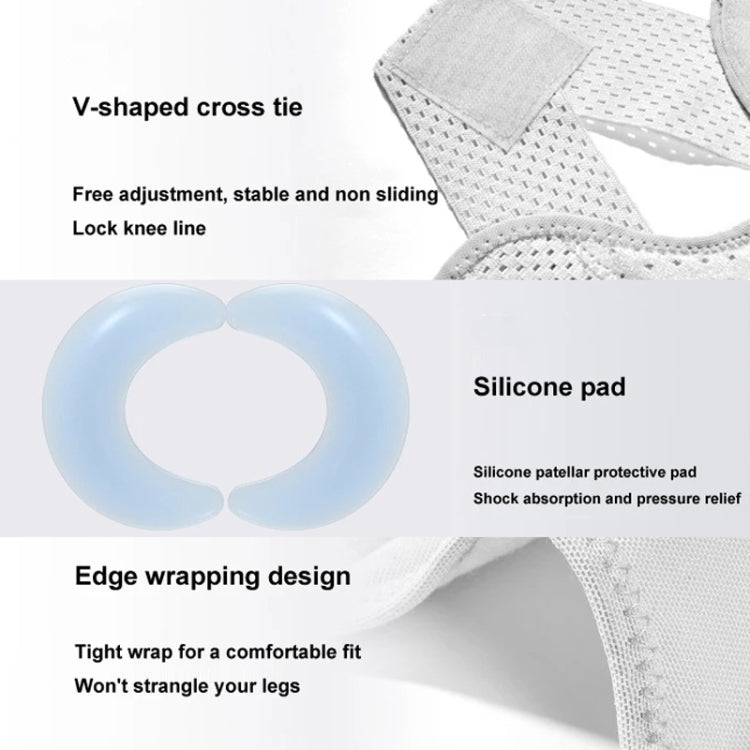 White knee pad with silicone patella protective pad and edge-wrapping cross-tie