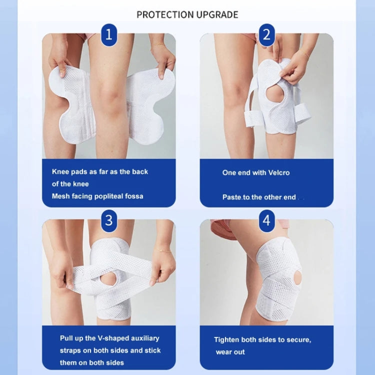 Adjustable knee brace with Velcro closure and V-shaped auxiliary straps