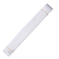 White taekwondo belt sash with tan stitched trim and sewn end label