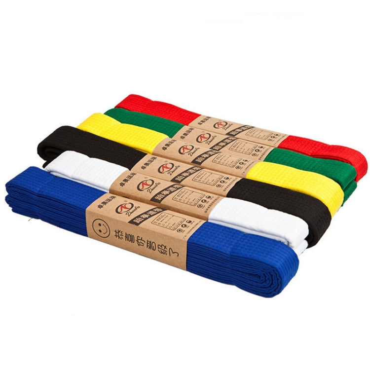 Assorted taekwondo belt sashes set in blue, white, yellow, green, red, and black