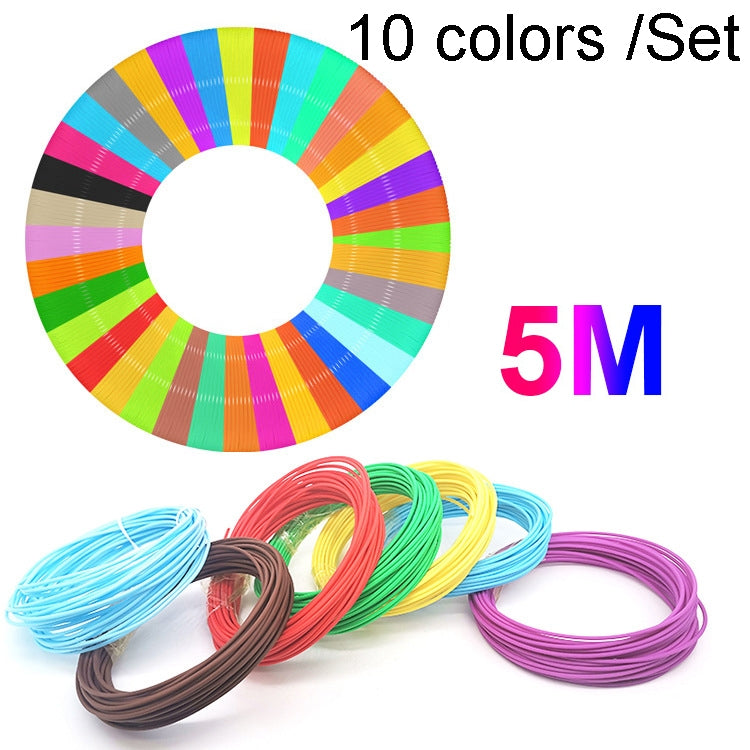 10-color PCL 1.75mm filament set with multiple coils, 5m total