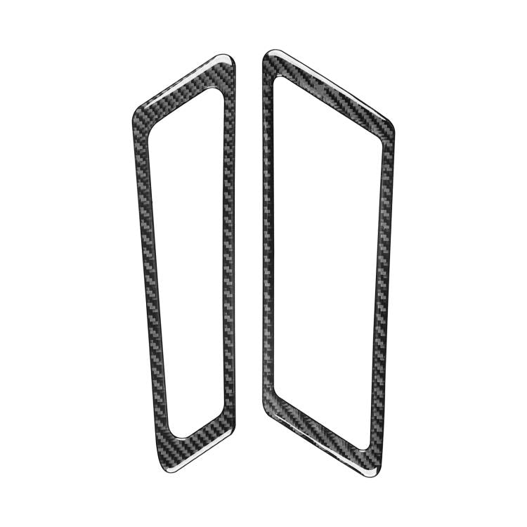 Black carbon-fiber air vent trim stickers, two-piece set for hood