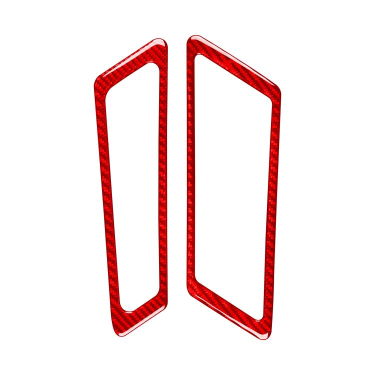 Red carbon-fiber air vent trim stickers, two-piece set for hood