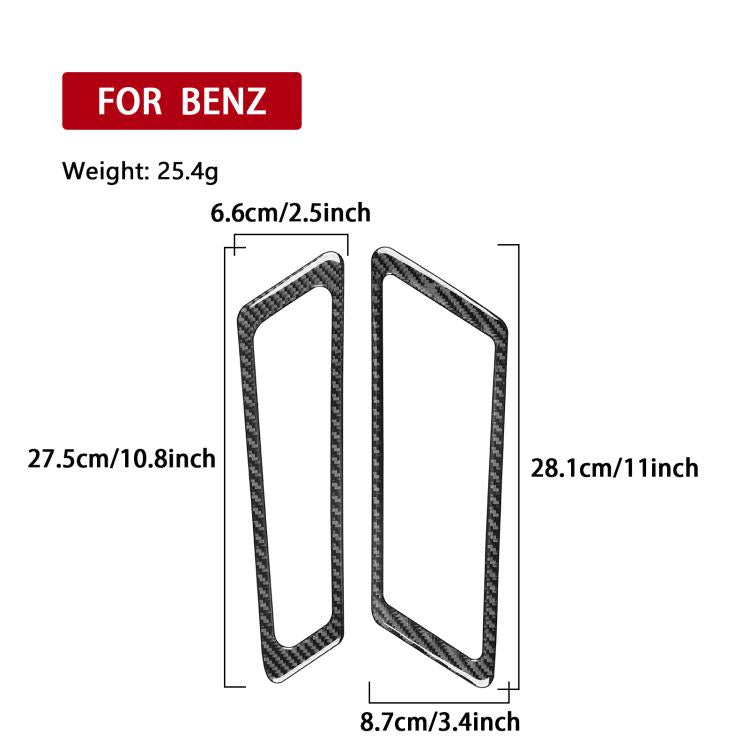 Black carbon-fiber air vent trim stickers for hood vents, two-piece set