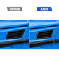 Before-and-after hood vent trim look with vent insert sticker set