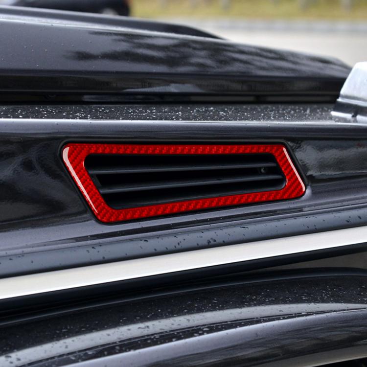 Hood air vent trim sticker with red frame and black slat detail