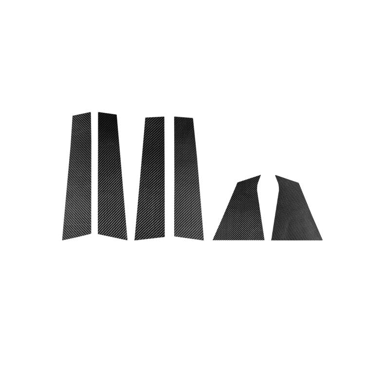 Black carbon-look B-pillar trim stickers, 6-piece curved panel set