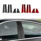 Carbon-look B-pillar trim stickers set, black and red curved panels