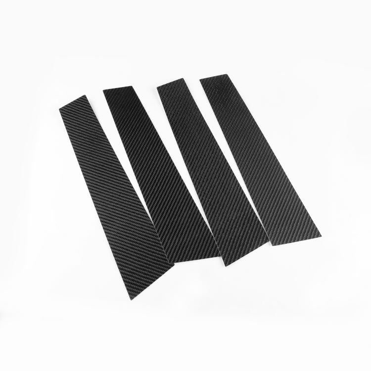 Black carbon-look B-pillar trim stickers, multiple curved panels