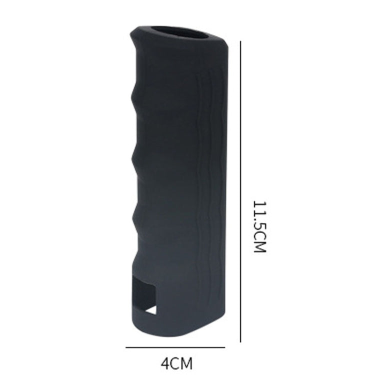 Black silicone handbrake handle cover sleeve with open top and wavy embossed texture.