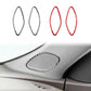 Oval speaker sticker trim set; black and red borders shown, with installed mesh
