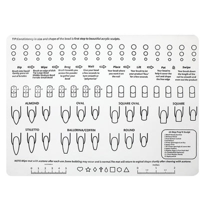 Silicone Manicure Pads Palette Practice Table Mats, 40x30x0.06cm