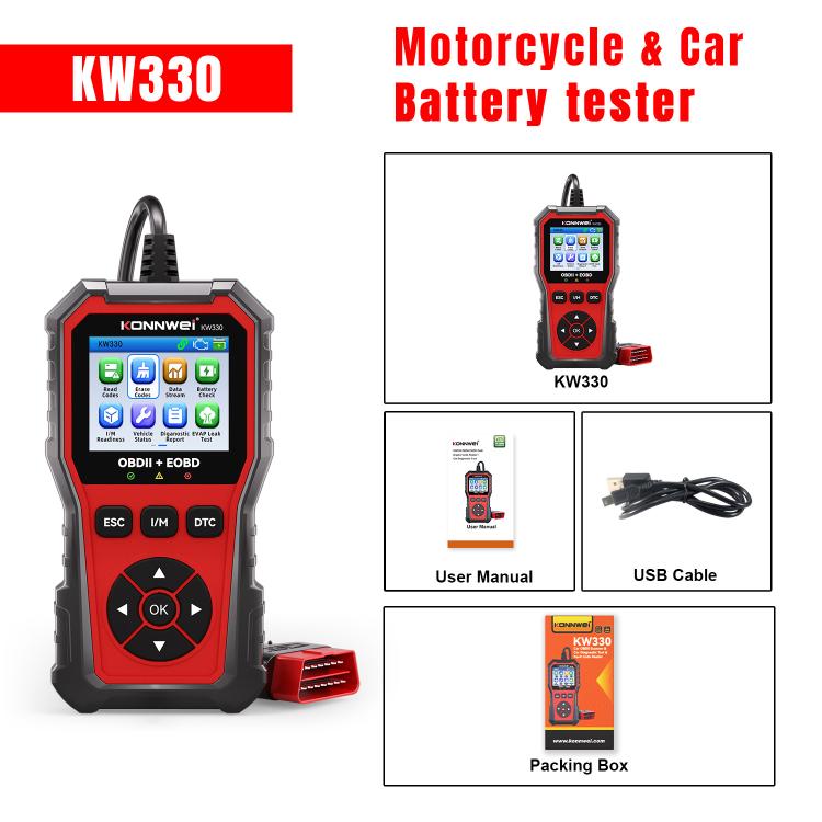 KONNWEI Automotive OBD2 Fault Diagnostic Tool Engine Code Reader 9 Languages, KW330