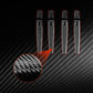 Red-accented door handle sticker set on black carbon-fiber background, 4 strips