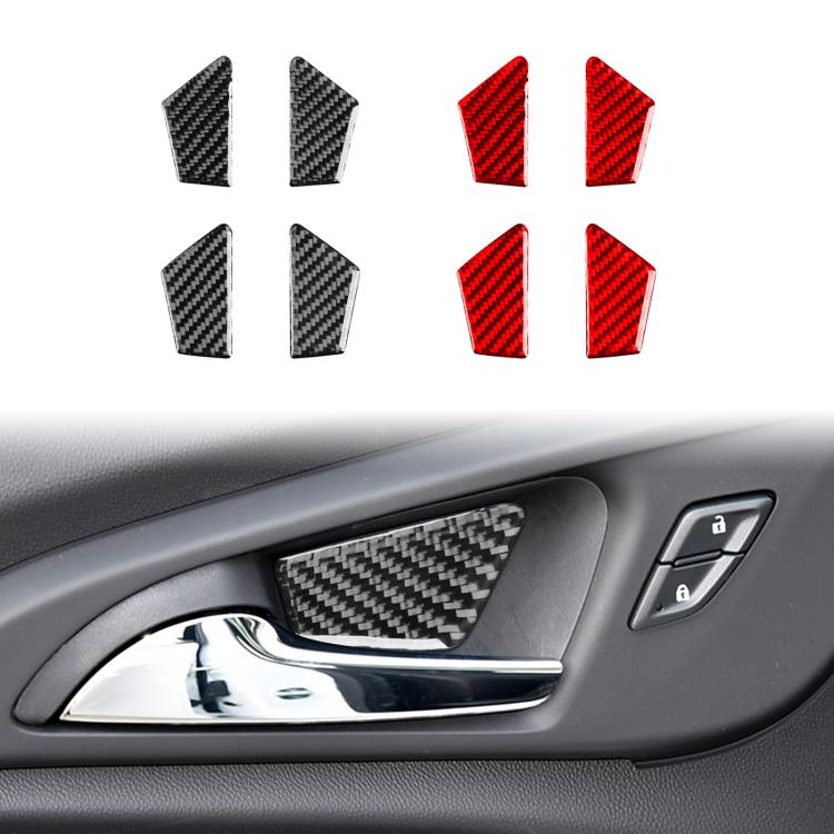 Set of four inner door bowl stickers with black and red carbon-fiber pattern