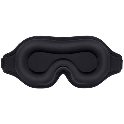 Black 3D sleep eye mask with contoured eye cups and adjustable side straps