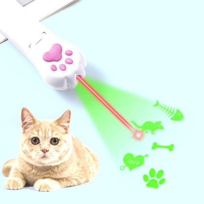 USB rechargeable LED pet projector toy with red and green laser pattern for cats