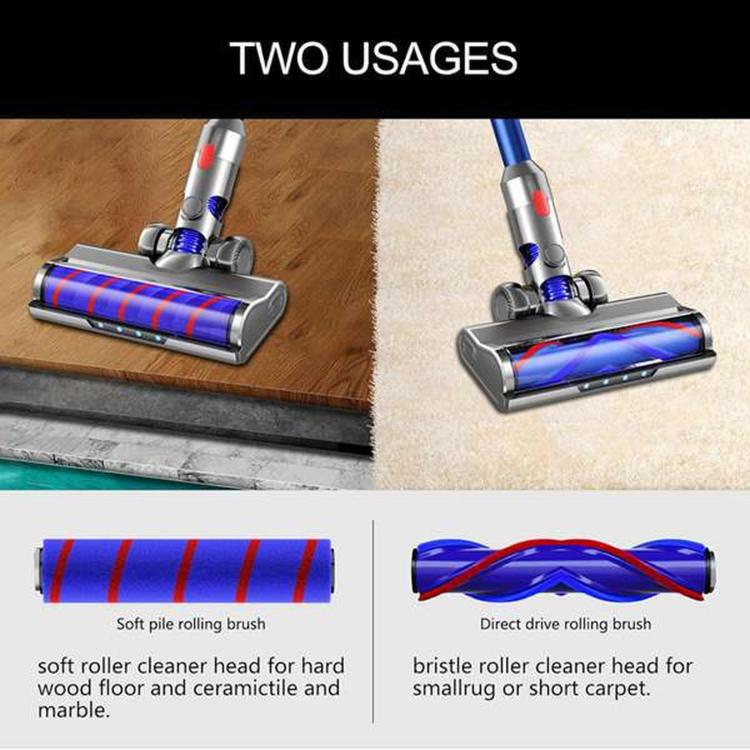 Vacuum brush roller head with blue soft pile rolling brush design