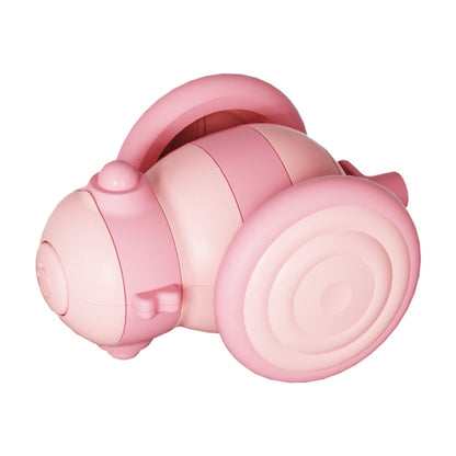 Pink motorized cat teasing toy with bee-shaped wheels, rounded front and side detail