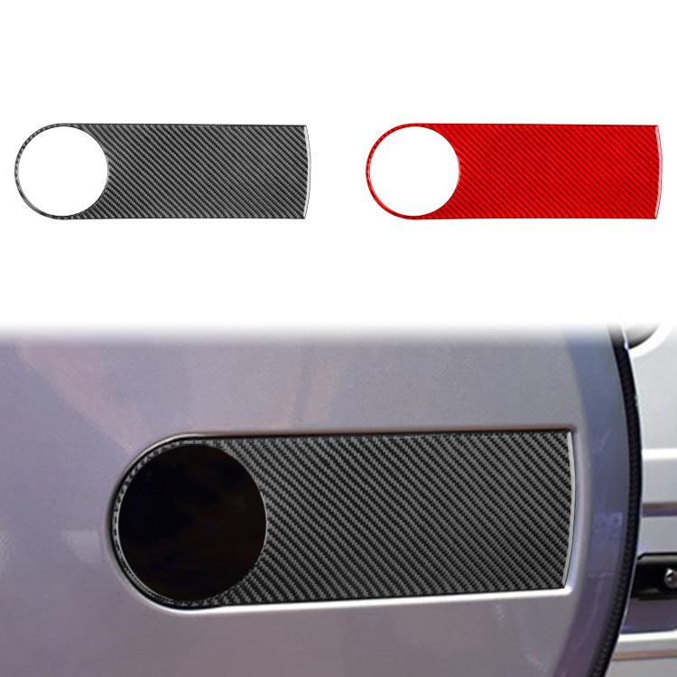 Carbon-fiber spare tire stickers set, black and red with round cutout openings