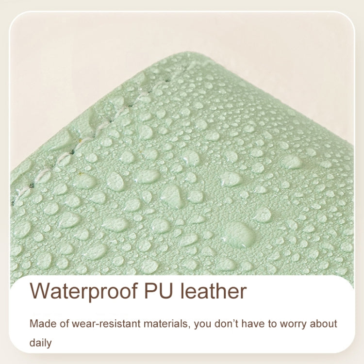 Green jewelry bag with water-resistant textured surface, durable PU leather look