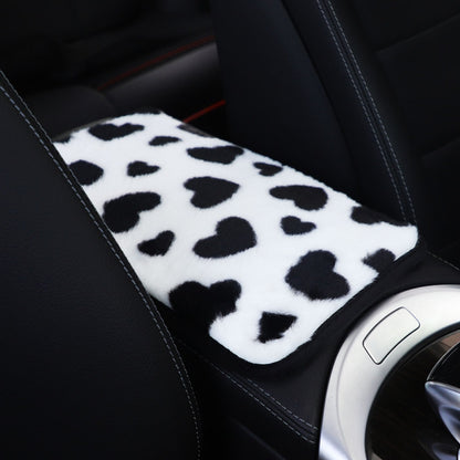 Plush Heart Pattern Car Center Console Cover Mat, 32x19cm