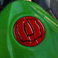 Fuel tank cap decoration sticker with red carbon-fiber pattern and black accents