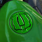 Fuel tank cap decoration sticker with green carbon-fiber pattern and black accents