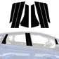 Black B-pillar sticker set with silver diagonal stripes, applied to car door area