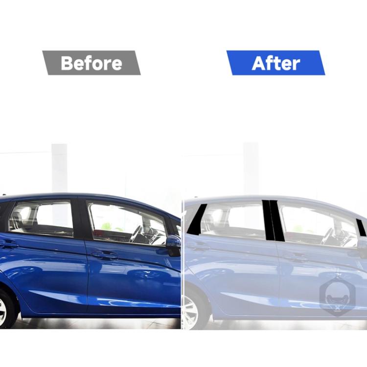 B-pillar decoration stickers with black panels and silver diagonal stripe detail