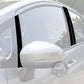 B-pillar sticker close-up: black panel with silver diagonal stripe detail