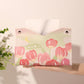 Beige tulip-printed tissue holder bag with pastel pink flower pattern