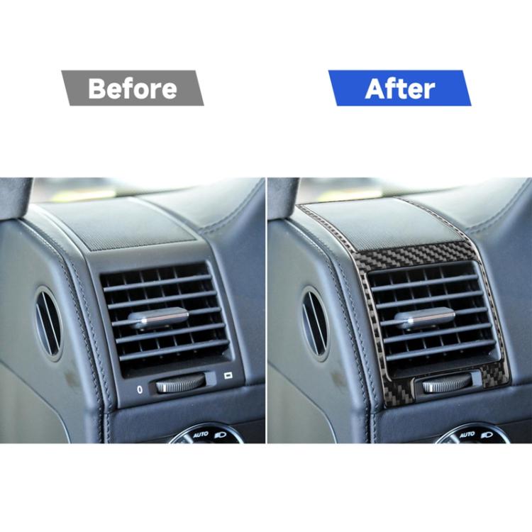 Car air vent trim with carbon-fiber style surround sticker on center console