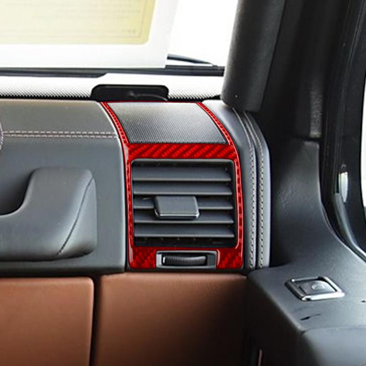 Car air vent trim sticker, red carbon-fiber surround with matching red edging