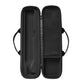 Black double-compartment storage case with zipper and carry strap loops.