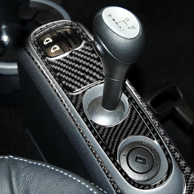 Black carbon-fiber style gear console sticker set with cutouts for buttons and ports