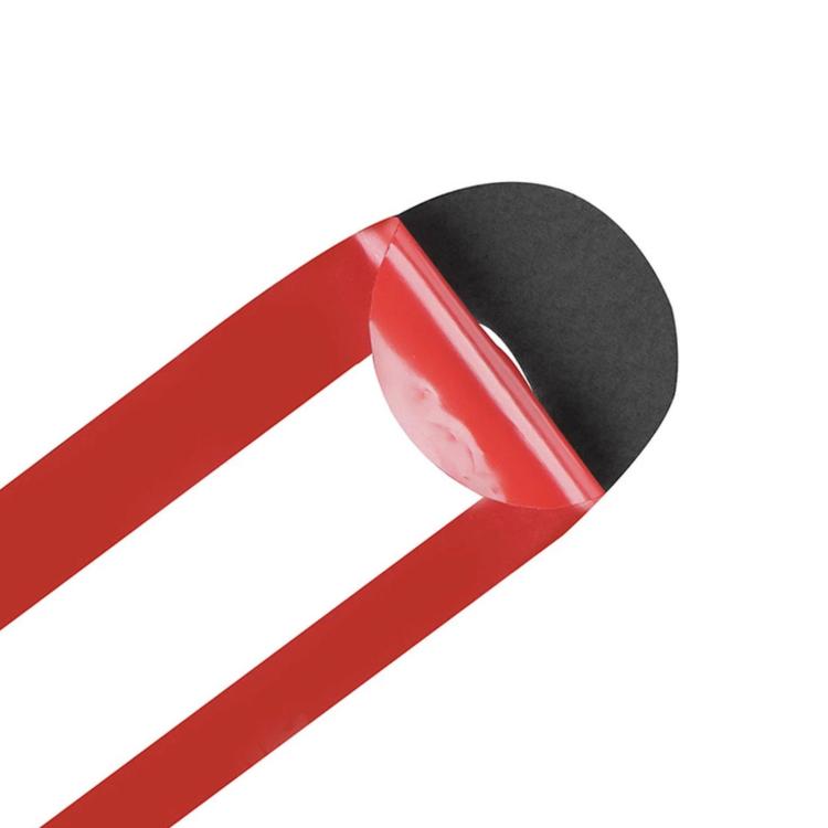 Red accent trim sticker strip with curved black backing