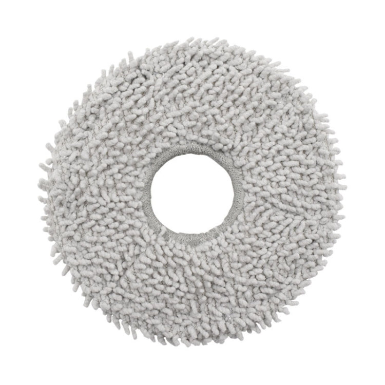Gray microfiber mop pad with center hole for vacuum attachment