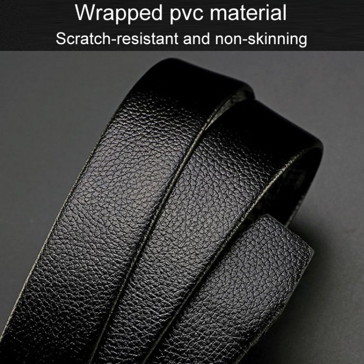 Men's black wrapped PVC belt with pebbled texture and smooth edge finish