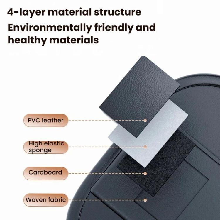 Black car seat back storage bag material layers diagram