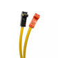 Yellow clock-spring wiring harness with orange and black electrical connectors