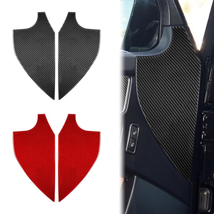 Door slot decorative sticker set, carbon-look black and red curved pieces