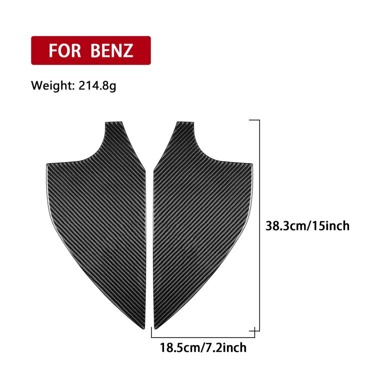 Door slot decorative sticker set, carbon-look black curved pieces with size guide