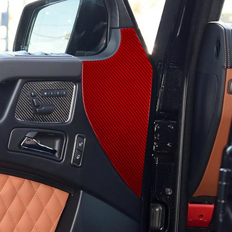 Carbon-look red door slot decorative sticker, applied to vehicle door panel
