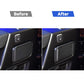 Rear door ashtray sticker set with carbon fiber texture, black finish, installed