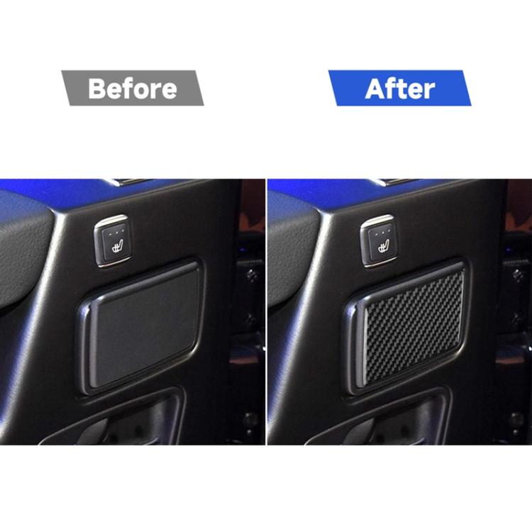 Rear door ashtray sticker set with carbon fiber texture, black finish, installed